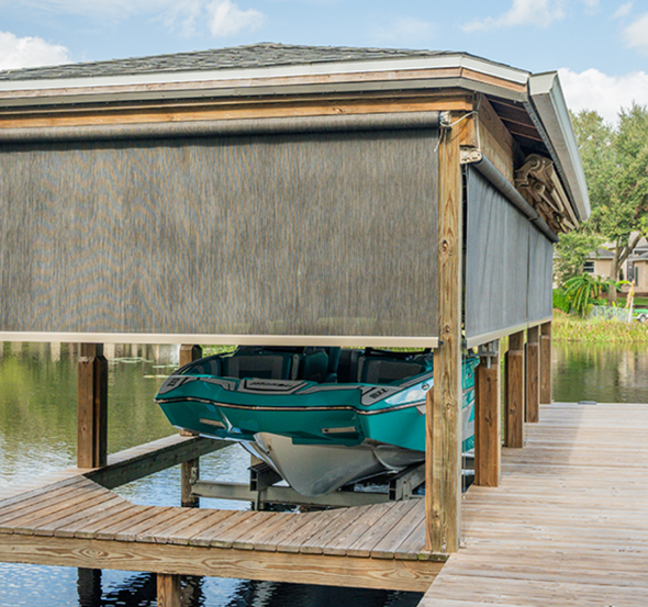 Motorized exterior screen on a Florida patio