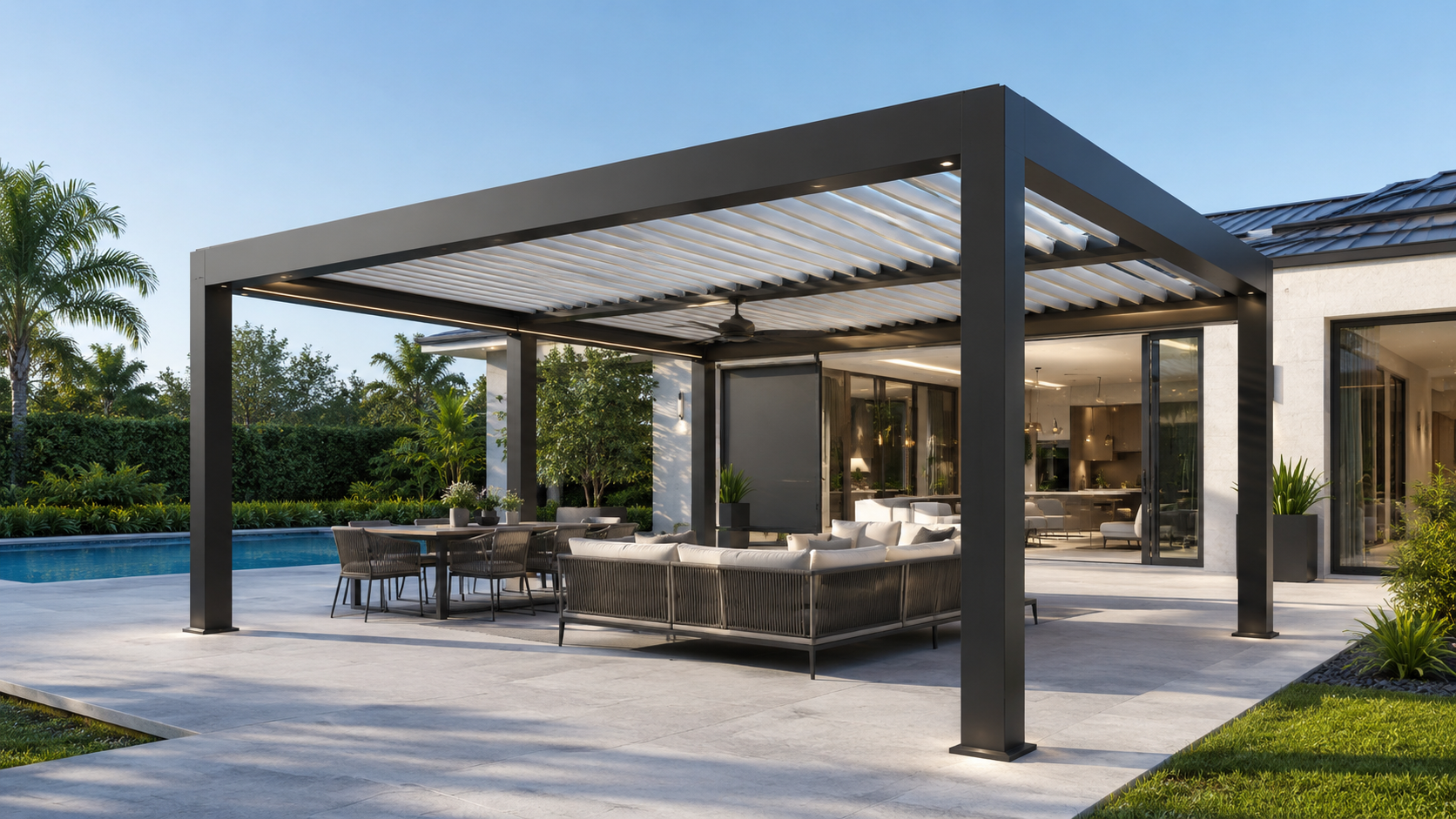 Louvered pergola detail