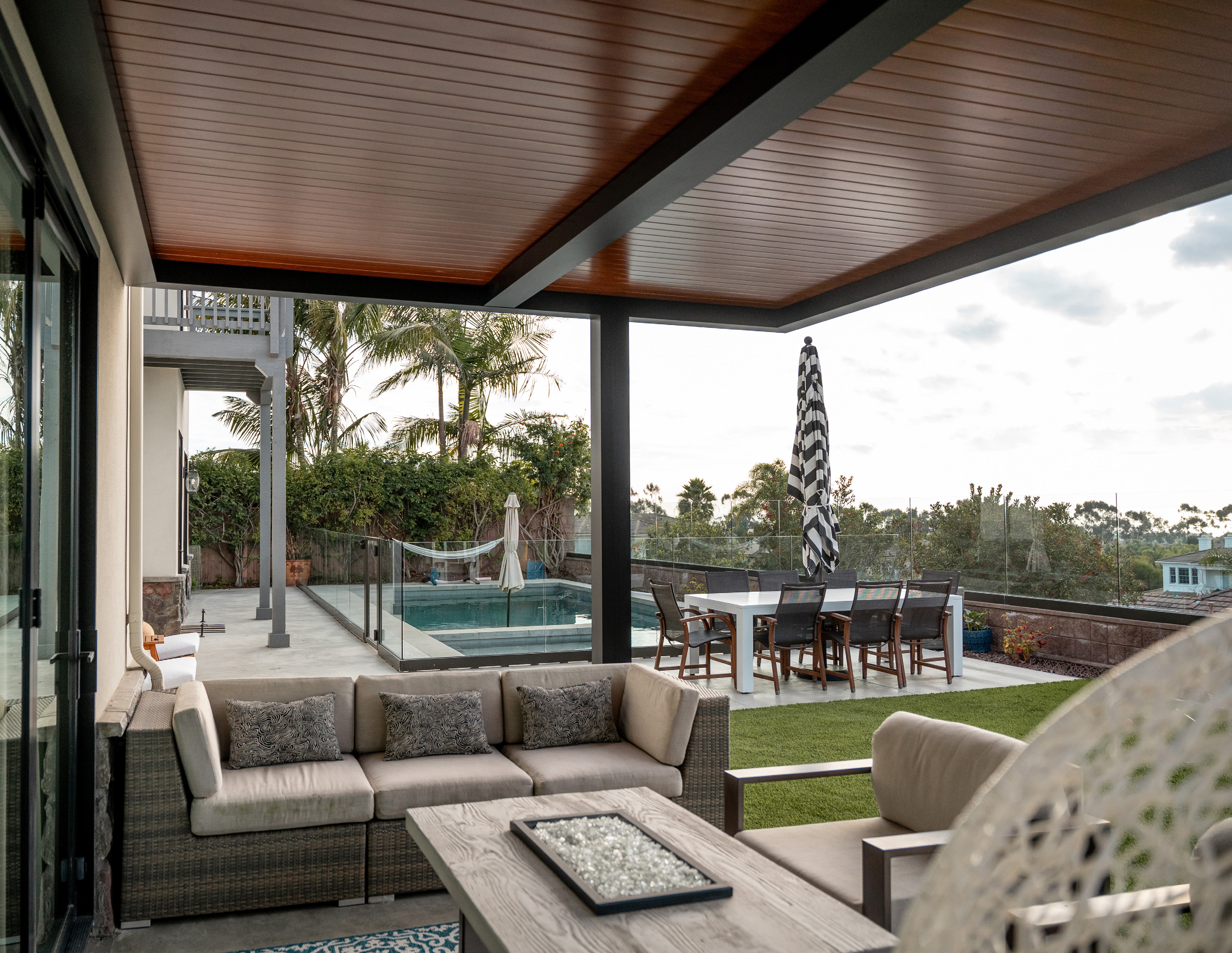 Luxury outdoor living with louvered pergola