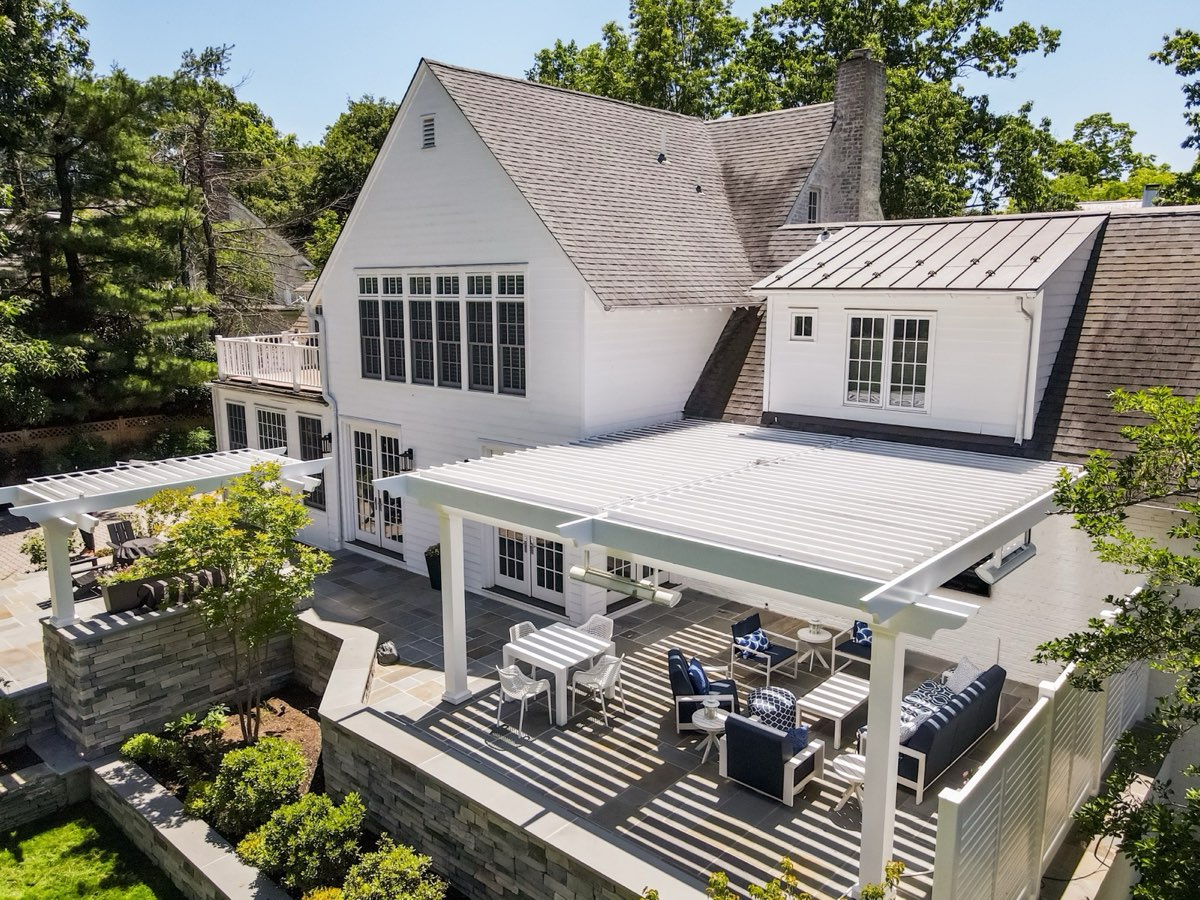 Residential louvered pergola
